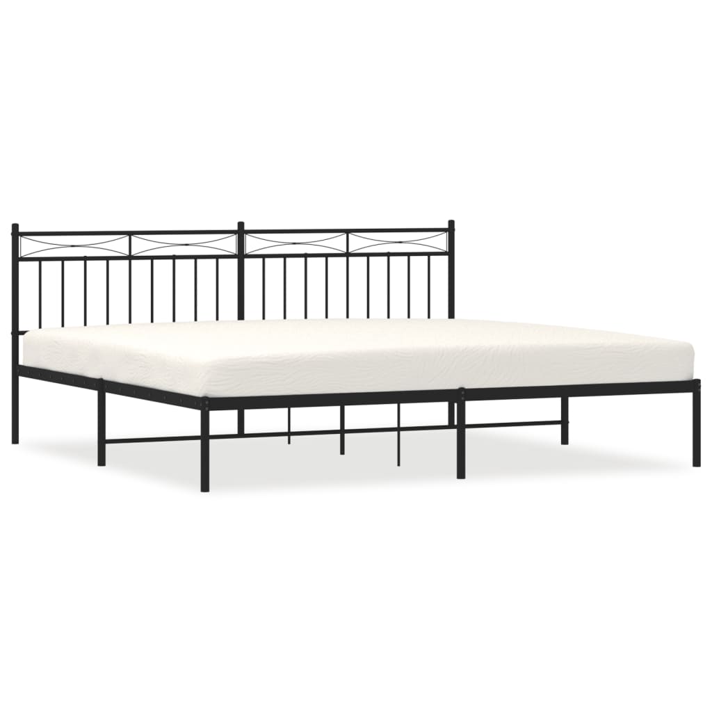 Estructura de cama con cabecero metal negro 193x203 cm con cabecero