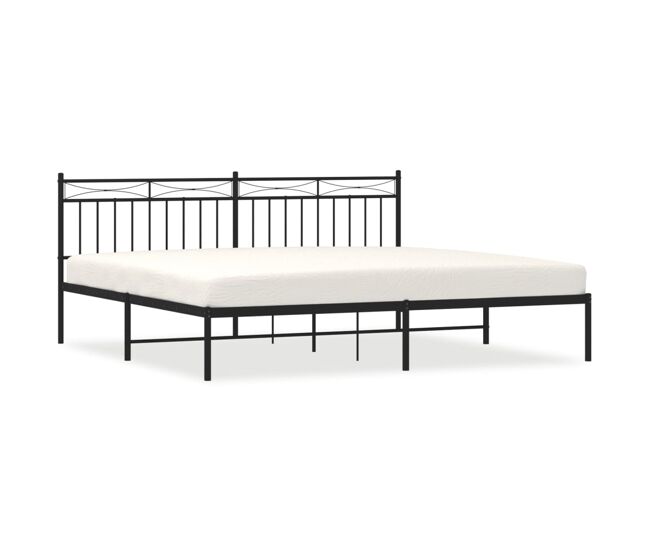 Estructura de cama con cabecero metal negro 193x203 cm con cabecero