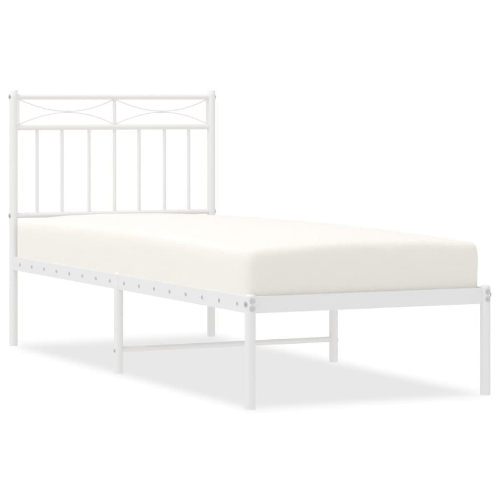estructura de cama de metal con cabecero blanco 80x200 cm con cabecero