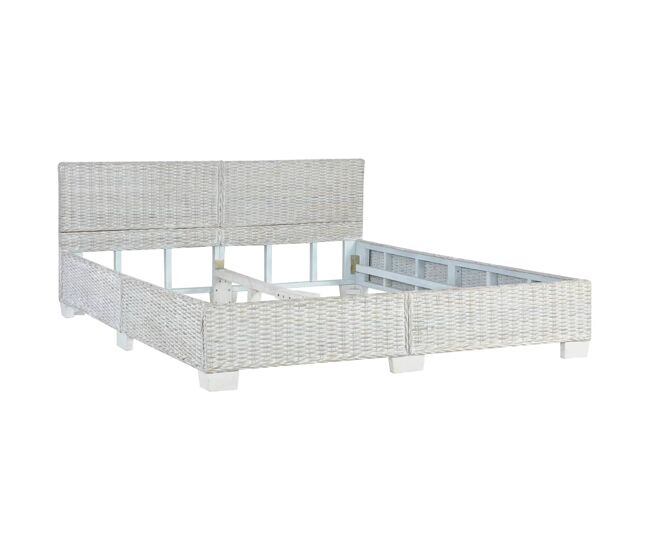 Estructura de cama de ratán natural gris 160x200 cm