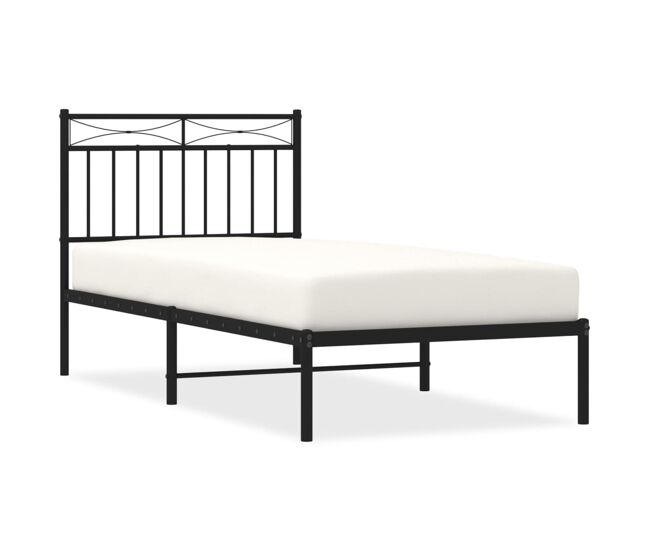 Estructura de cama con cabecero metal negro 90x190 cm con cabecero