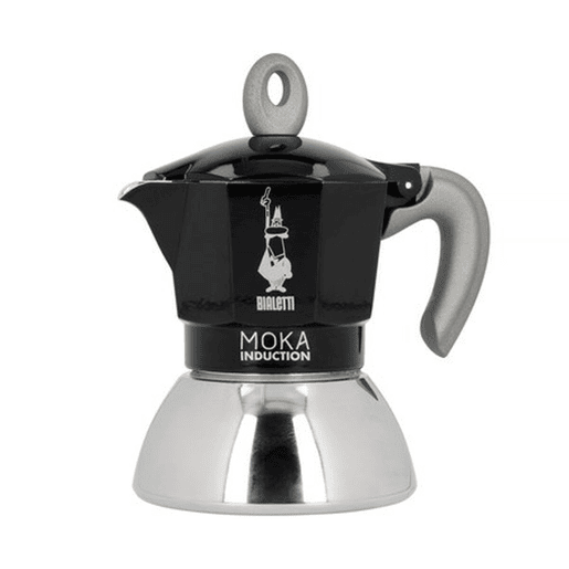 Cafeteira Italiana Bialetti Moka Induction Preto Metal Aço inoxidável Alumínio 100 ml 2 Kopjes