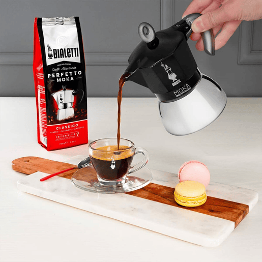 Cafeteira Italiana Bialetti Moka Induction Preto Metal Aço inoxidável Alumínio 100 ml 2 Kopjes