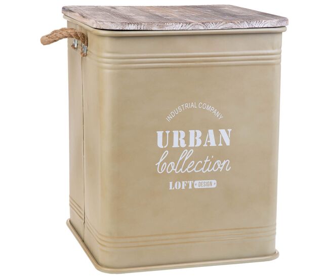 Cesto para la ropa sucia alexandra house living urban beige cáñamo metal madera de abeto