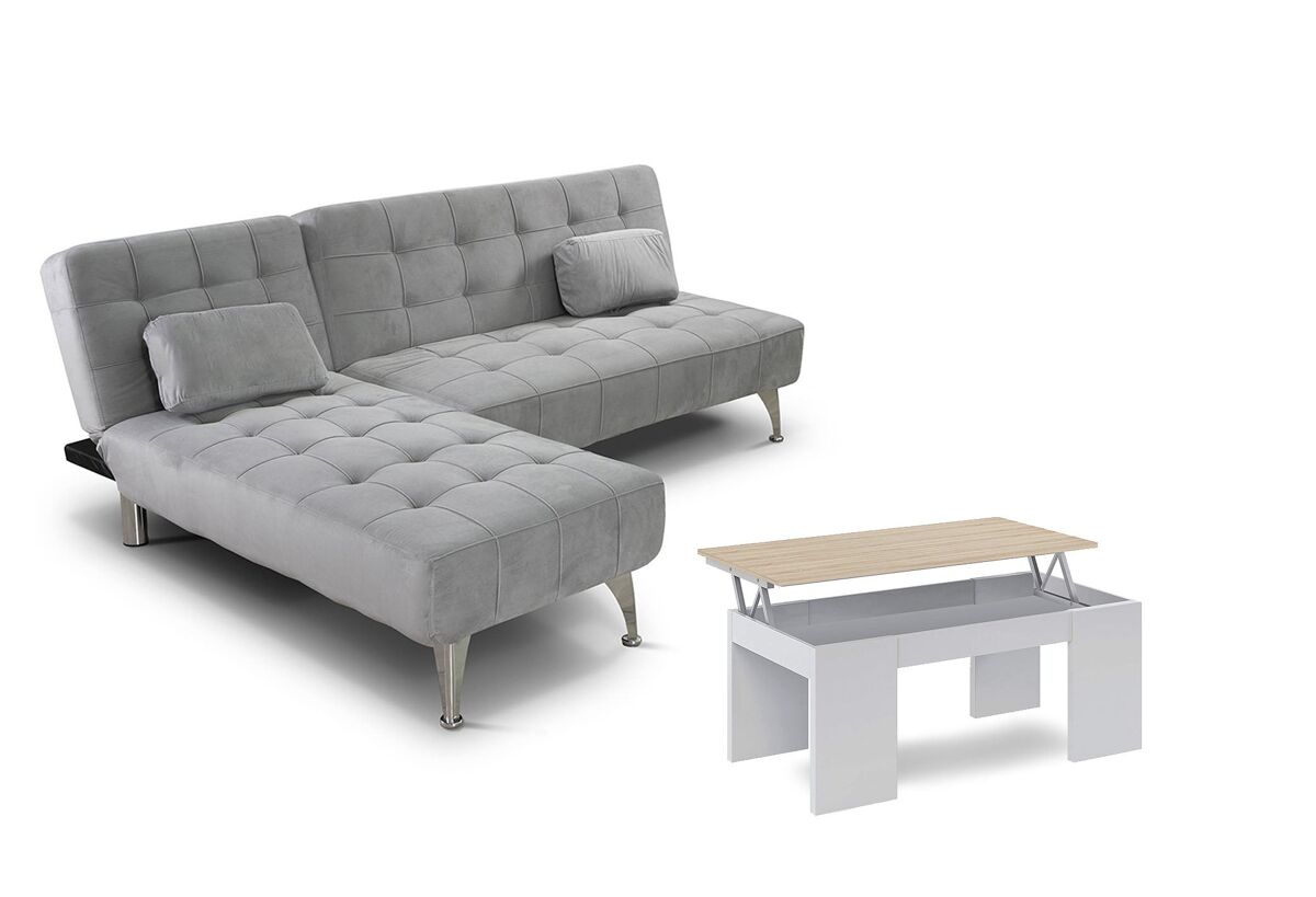 Oferta: sofa cama chaise longue xs + mesa de centro elevable