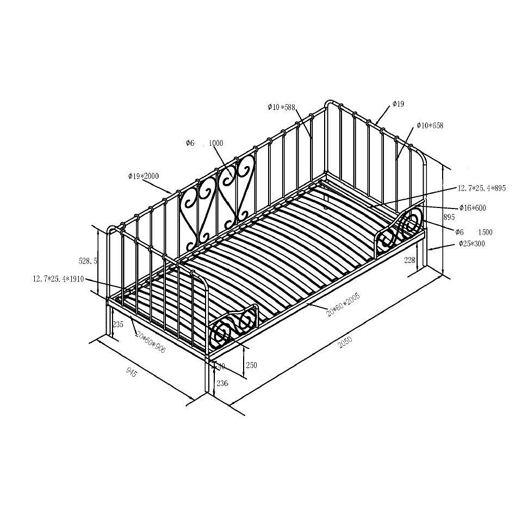 Cama de solteiro infantil ALICE KSB005 90x200 cm Branco