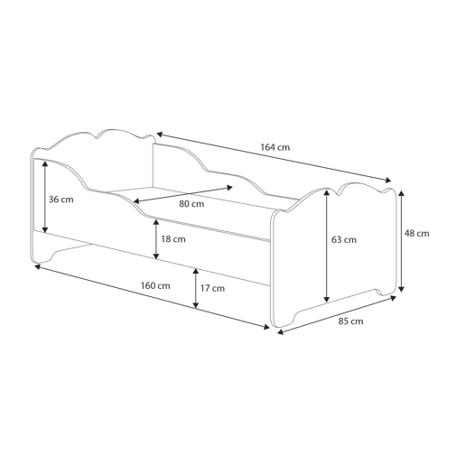 Cama de solteiro infantil ANNA KSB001 80x160 cm Branco