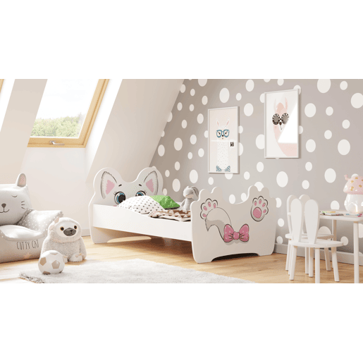 Cama de solteiro infantil ANIMALS KSB015 70x140 cm Branco