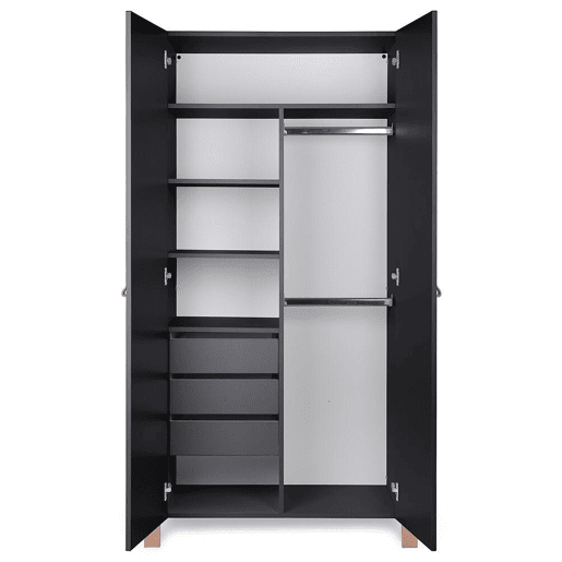 Guarda-Roupa Infantil ETUDE CW96 2D3D6S 96x47x179 Preto