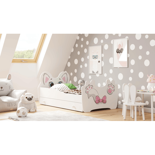 Cama de solteiro infantil ANIMALS KSB015 70x140 cm Branco Cama de solteiro infantil ANIMALS KSB015 70x140 cm Branco