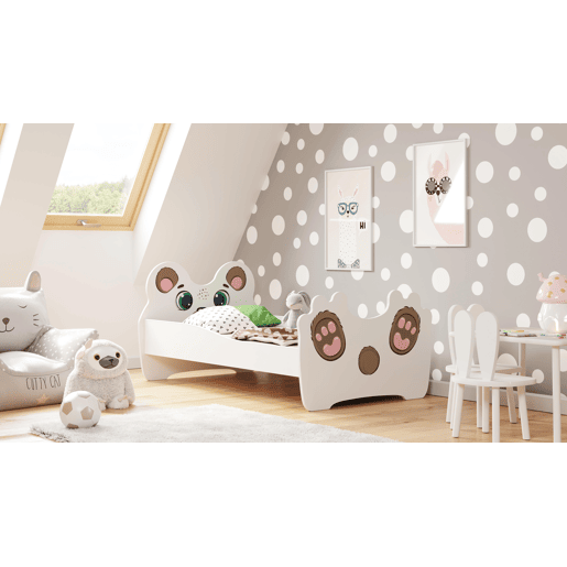 Cama de solteiro infantil ANIMALS KSB015 70x140 cm Branco
