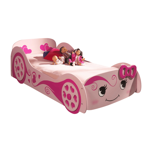 Cama de solteiro infantil AUTO KSB005 90x200 cm Rosa