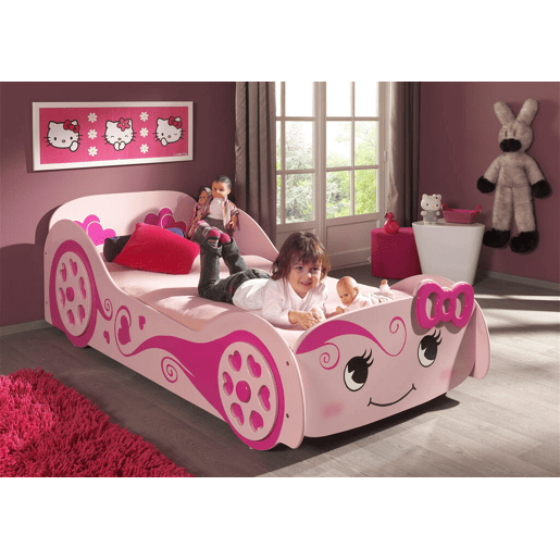 Cama de solteiro infantil AUTO KSB005 90x200 cm Rosa