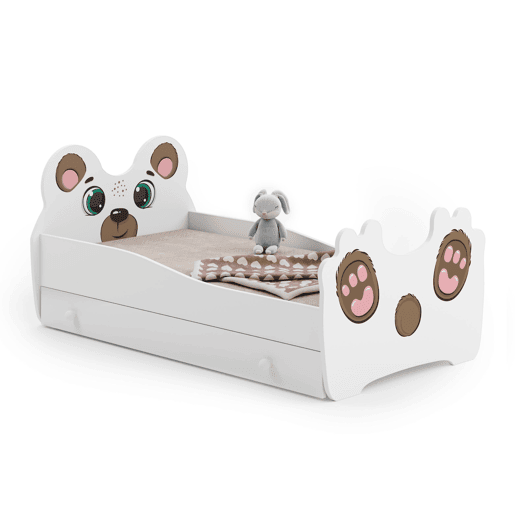 Cama de solteiro infantil ANIMALS KSB001 80x160 cm Branco Cama de solteiro infantil ANIMALS KSB001 80x160 cm Branco