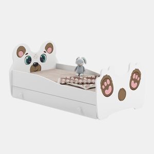 Cama de solteiro infantil ANIMALS KSB001 80x160 cm Branco