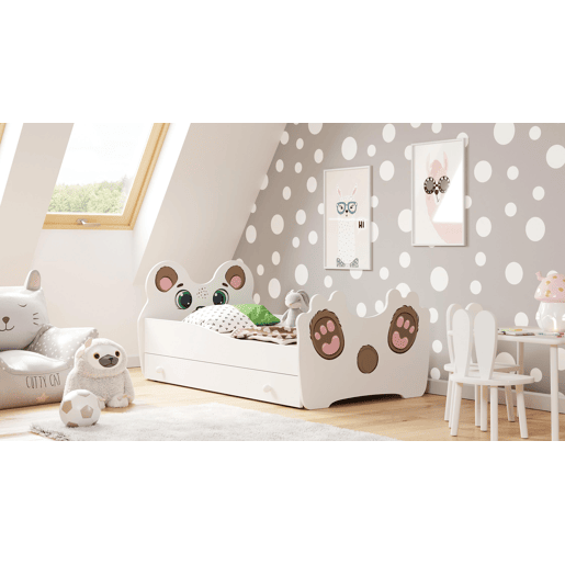 Cama de solteiro infantil ANIMALS KSB001 80x160 cm Branco Cama de solteiro infantil ANIMALS KSB001 80x160 cm Branco