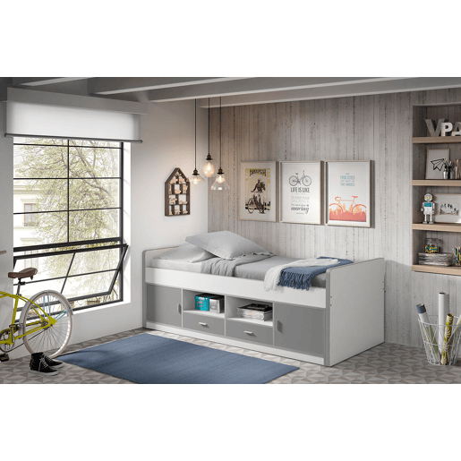 Cama de solteiro infantil BONNY KSB005 90x200 cm Cinzento
