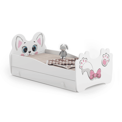 Cama de solteiro infantil ANIMALS KSB001 80x160 cm Branco
