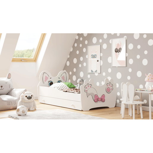 Cama de solteiro infantil ANIMALS KSB001 80x160 cm Branco