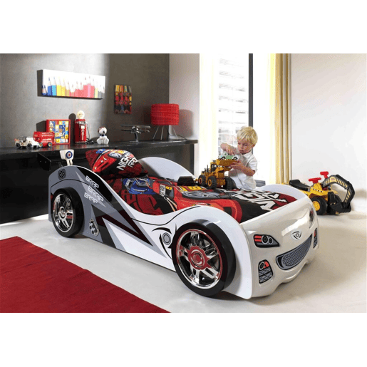 Cama de solteiro infantil AUTO KSB005 90x200 cm Branco Cama de solteiro infantil AUTO KSB005 90x200 cm Branco