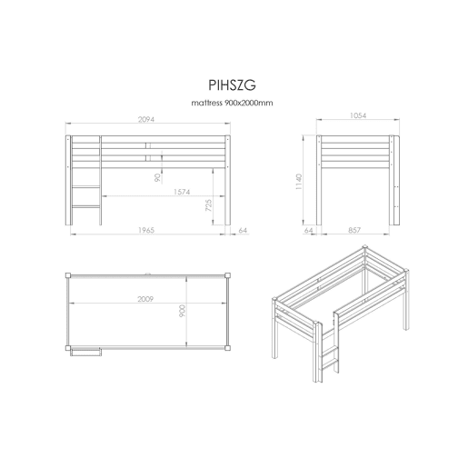 Cama loft PINO LB005 90x200 cm Bege Cama loft PINO LB005 90x200 cm Bege