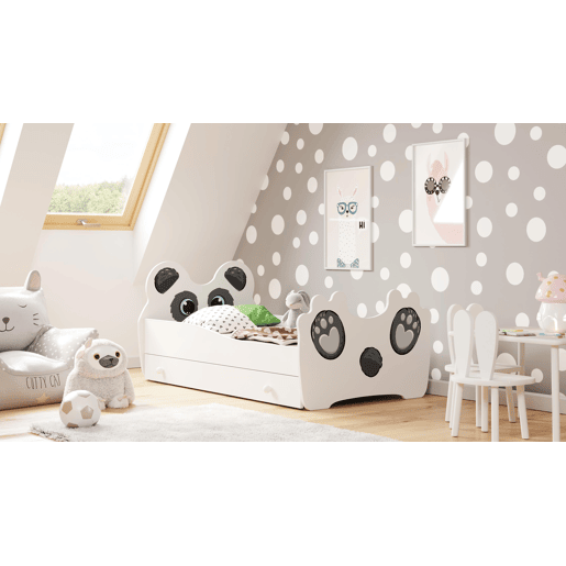 Cama de solteiro infantil ANIMALS KSB015 70x140 cm Branco