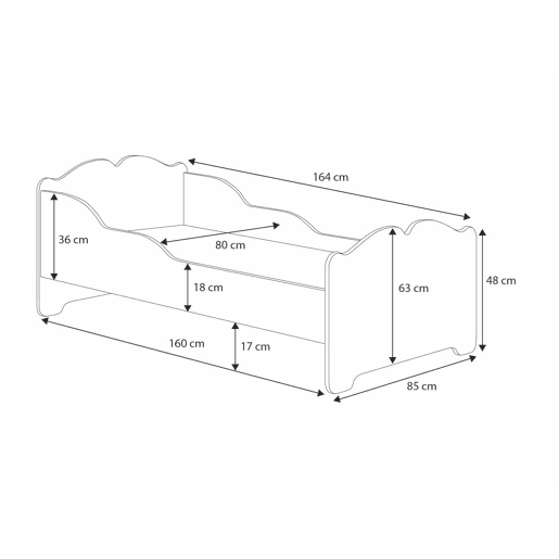 Cama de solteiro infantil ANNA KSB001 80x160 cm Branco