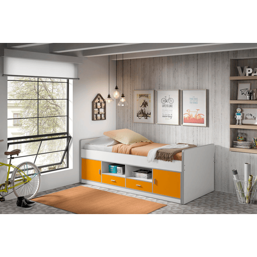 Cama de solteiro infantil BONNY KSB005 90x200 cm Laranja