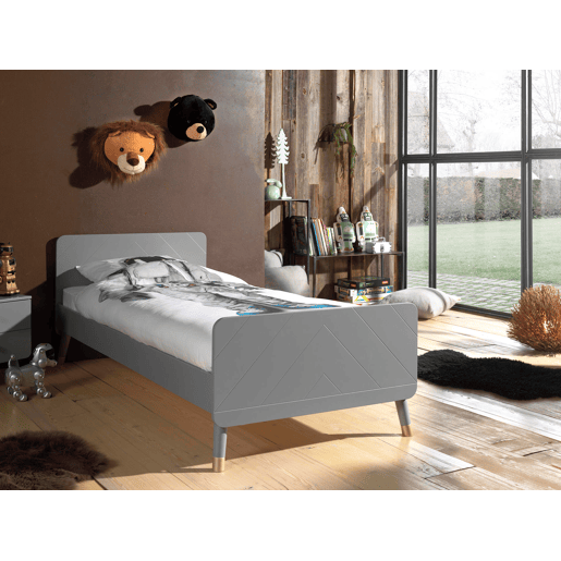 Cama de solteiro infantil BILLY KSB005 90x200 cm Cinzento