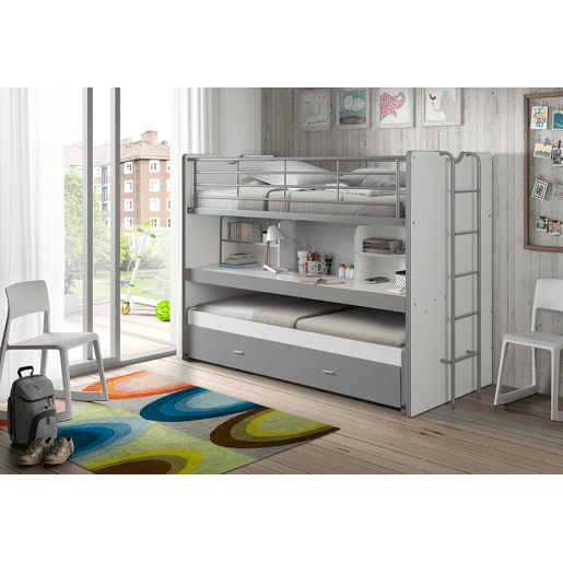 Cama de solteiro infantil BONNY KSB005 90x200 cm Cinzento