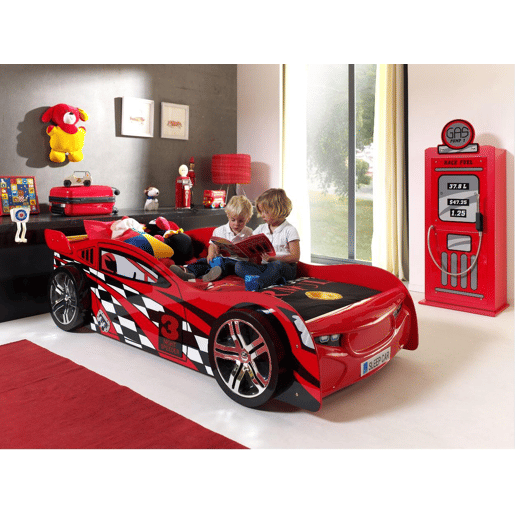Cama de solteiro infantil AUTO KSB005 90x200 cm Vermelho