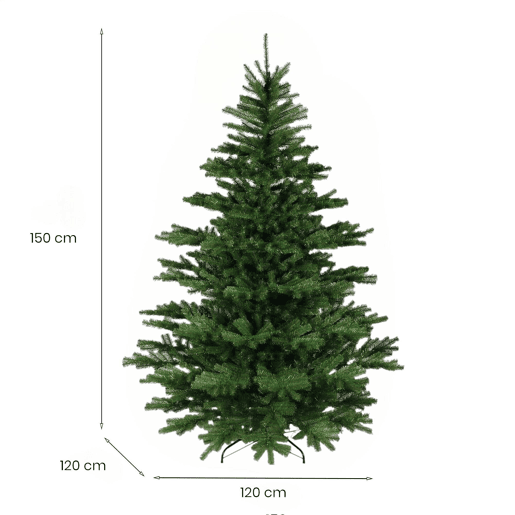 Árvore de Natal de efeito real 120x120 h150 cm, verde