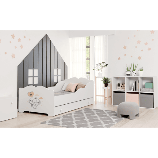Cama de solteiro infantil ANNA KSB015 70x140 cm Branco