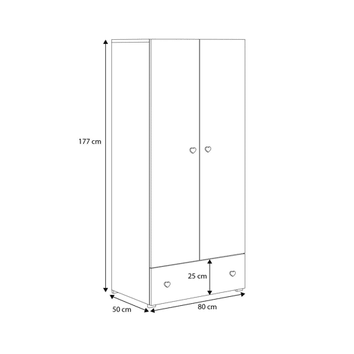 Roupeiro STELLA WR80 2D1D3S 80x177x50 Branco