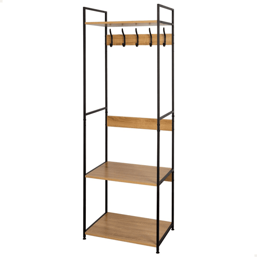 Max Home Sapateira de madeira e aço com 3 prateleiras 60x40x175 cm