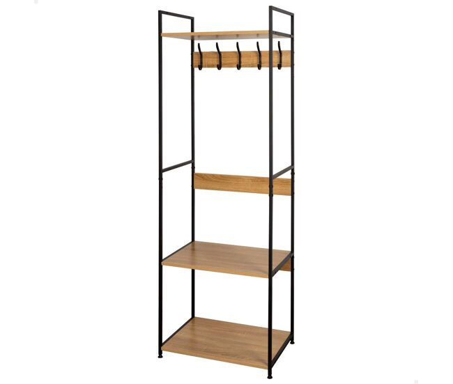 Max home perchero zapatero madera y acero 3 estantes 60x40x175 cm