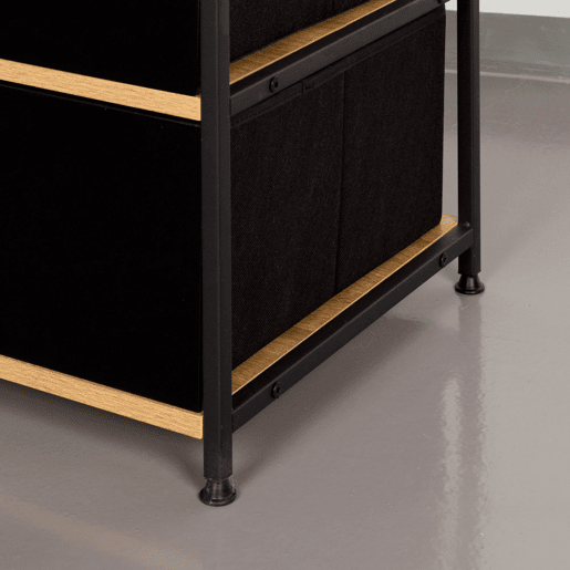 Max Home Armário aberto em madeira e aço 2 gavetas para tecido 60x40x175 cm