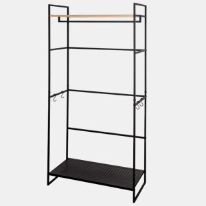 Max Home Armário aberto em madeira e aço 2 prateleiras 83x39x167 cm