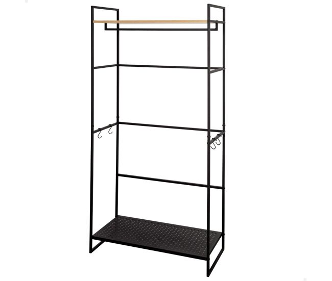 Max home armario abierto madera y acero 2 estantes 83x39x167 cm