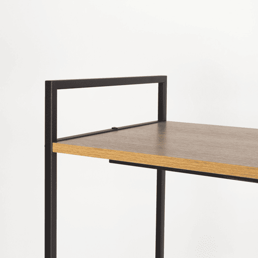 Max Home Armário aberto em madeira e aço 2 prateleiras 83x39x167 cm