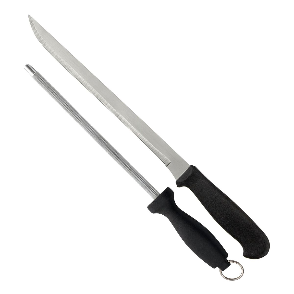 Well Home Set de Cuchillo jamonero y Chaira en acero inoxidable
