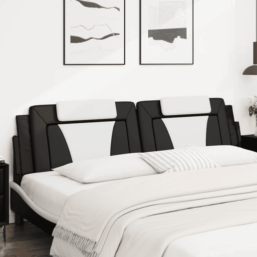 vidaXL Almofadão de cabeceira Viana 193 cm couro artificial preto e branco vidaXL Almofadão de cabeceira Viana 193 cm couro artificial preto e branco