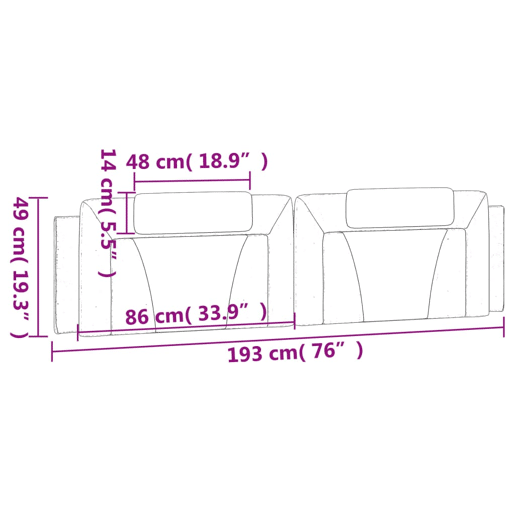 vidaXL Almofadão de cabeceira Viana 193 cm couro artificial preto e branco vidaXL Almofadão de cabeceira Viana 193 cm couro artificial preto e branco
