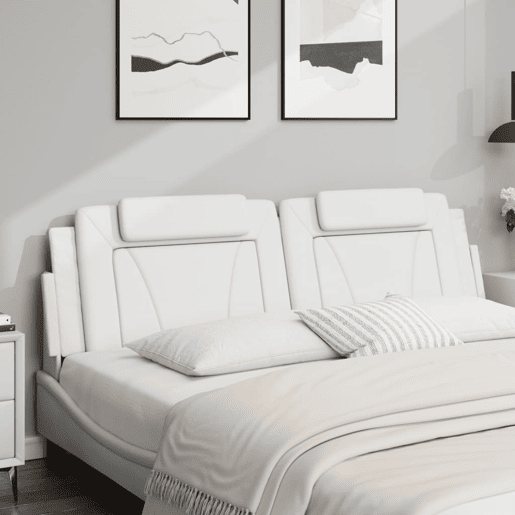 vidaXL Almofadão de cabeceira Viana 183 cm couro artificial branco