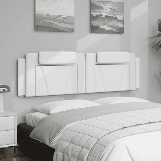 vidaXL Almofadão de cabeceira Viana 183 cm couro artificial branco