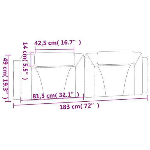 vidaXL Almofadão de cabeceira Viana 183 cm couro artificial branco