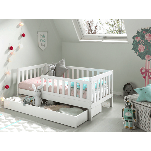 Cama Vipack Tod 70x140 com estrado de molas e gaveta - Branco