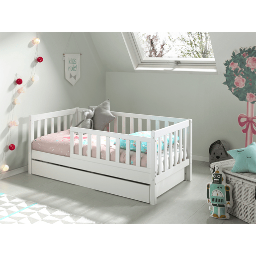 Cama Vipack Tod 70x140 com estrado de molas e gaveta - Branco