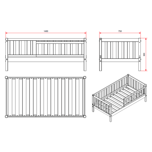 Cama Vipack Tod 70x140 com estrado de molas e gaveta - Branco