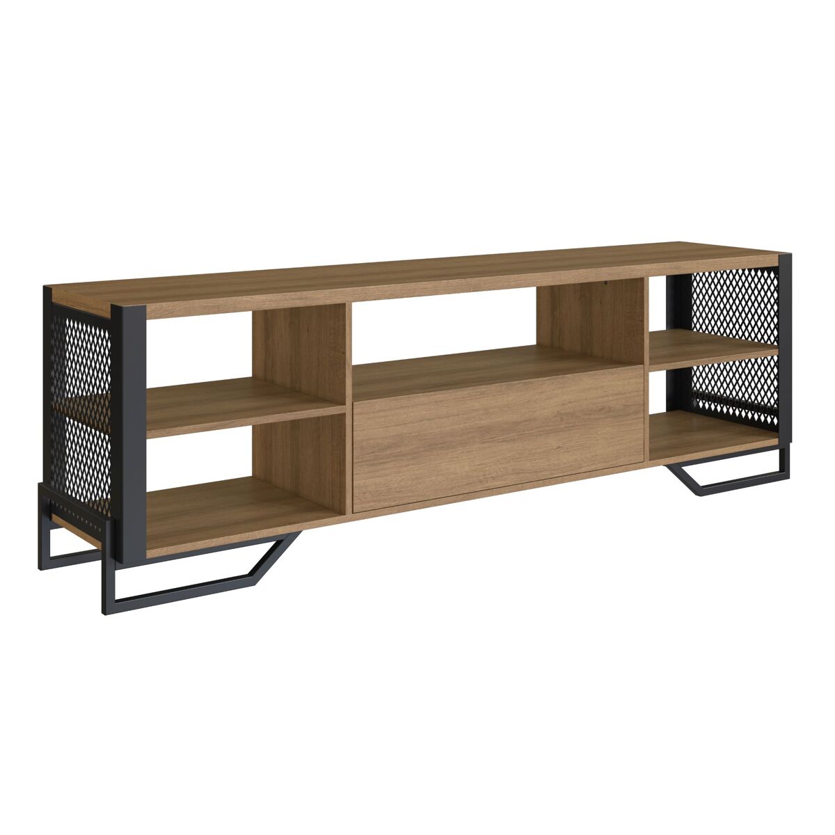 Mesa television con 1 cajon estilo industrial 57x183x40 cm